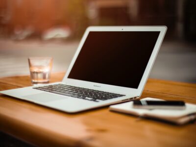 photo of turn-off MacBook Air on table