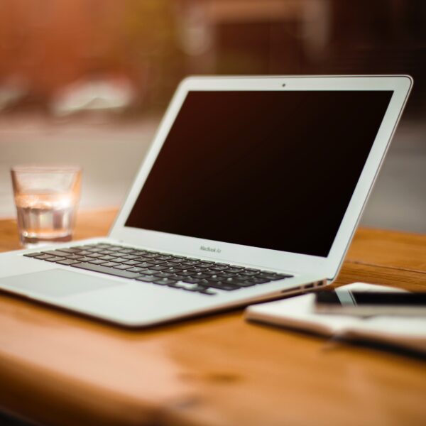 photo of turn-off MacBook Air on table